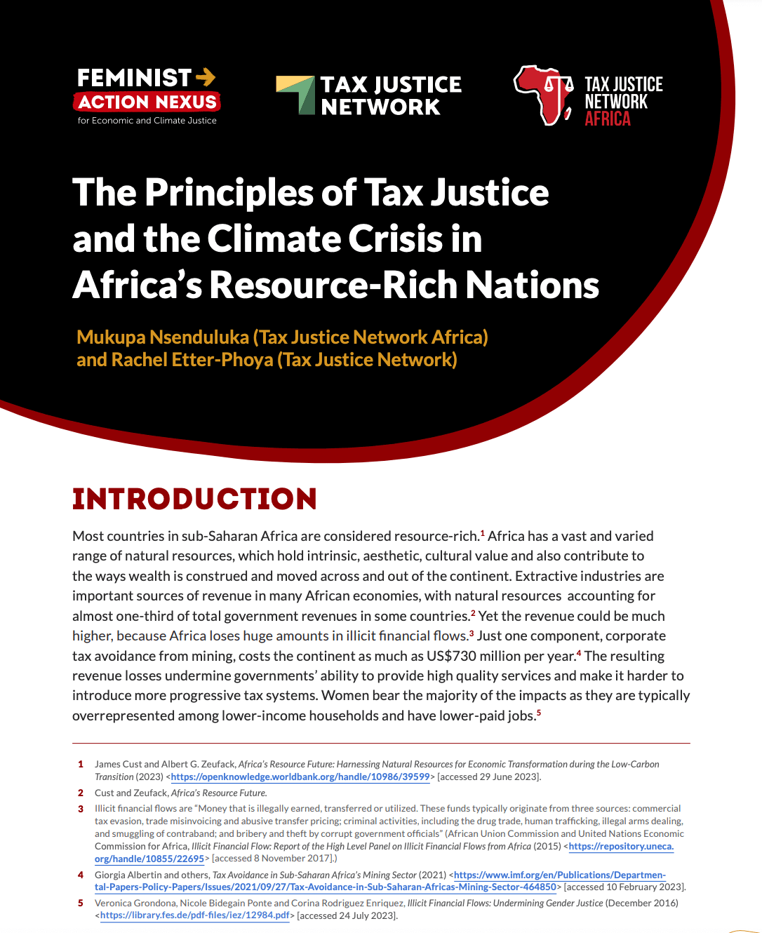 The principles of Tax Justice and the climate crisis in Africa’s resource-rich nations