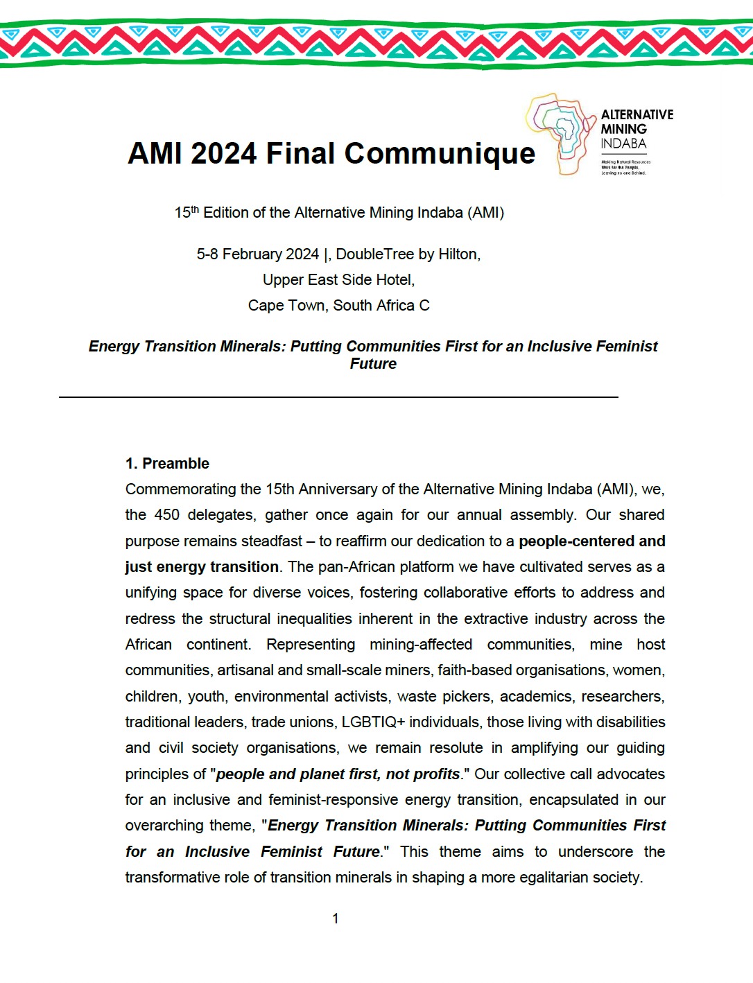 AMI 2024 Communiqué