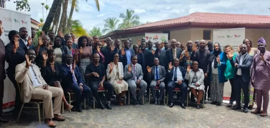 Representatives of the AU, ATAF, TJNA, and FIA at the launch of Liberia’s Anti-IFFs Policy Tracker.